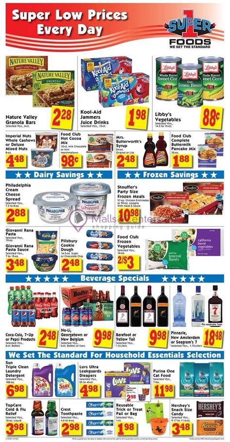 Ad prices are only applied to orders scheduled for pickup during the date range listed for each ad. Super 1 Foods Weekly Ad - sales & flyers specials ...