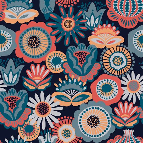 Folk Floral Seamless Pattern 345380 Download Free Vectors Clipart