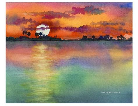 watercolor ocean | Watercolor sunset, Sunset art, Sunset painting