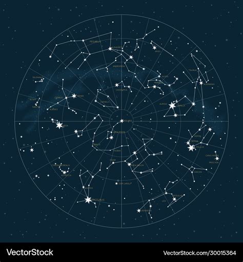 Northern Hemisphere Star Map Royalty Free Vector Image