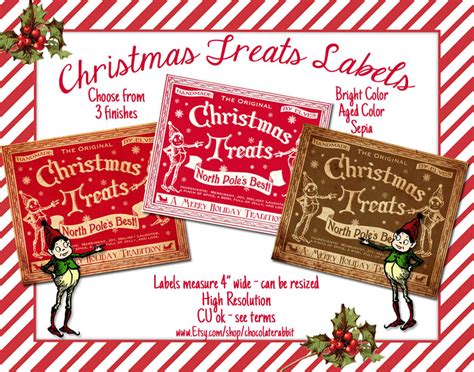 Christmas candy labels + blank labels. Candy Labels Christmas Treats Tag Digital Download Printable