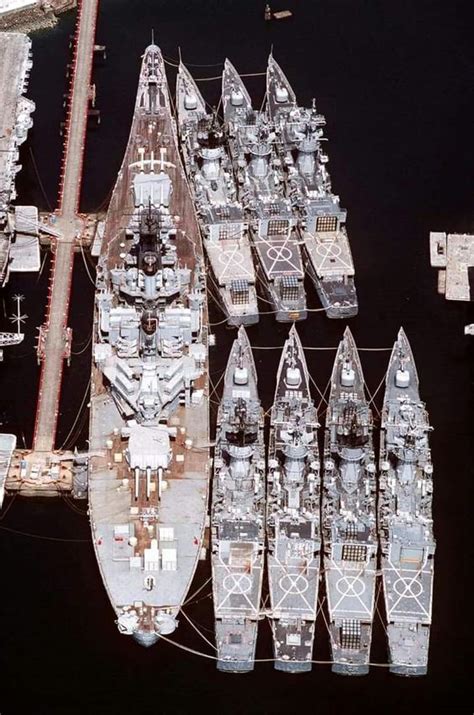 An Aerial Stern View Of The Decommissioned Battleship New Jersey Bb 62