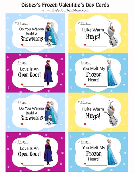 If you have a disney frozen fan in your life, then they may love to share frozen valentine's cards with their friends this year. www.thesuburbanmom.com wp-content uploads 2014 02 Disney-Frozen-Valentines.jpg | Printable ...