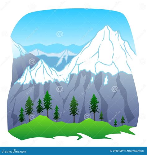 Mountain Landscape Stock Vector Illustration Of Field 64084569