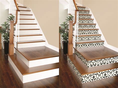 diy project wallpaper on stair risers brewster wallcovering blog diy staircase interior