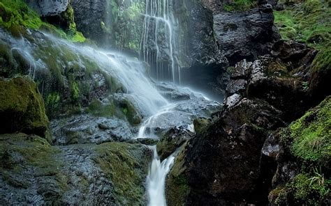 Waterfalls Waterfall Moss Rock Hd Wallpaper Peakpx