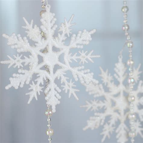 Sparkling Snowflake And Bead Garland Snow Snowflakes Glitter