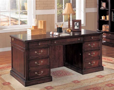 Traditional Dark Brown Wood Office Table Desks Furniture Design Ideas