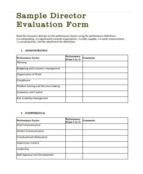 Nonprofit Executive Director Performance Review Template