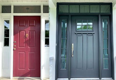 Before And After Fiberglass Front Door With Sidelights Pella