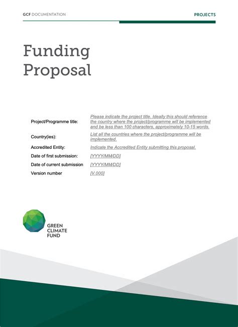 Funding Proposal Template Green Climate Fund Sample Grant Proposal