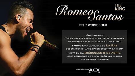 Venta De Entradas Romeo Santos En La Paz Conciertos Y Festivales