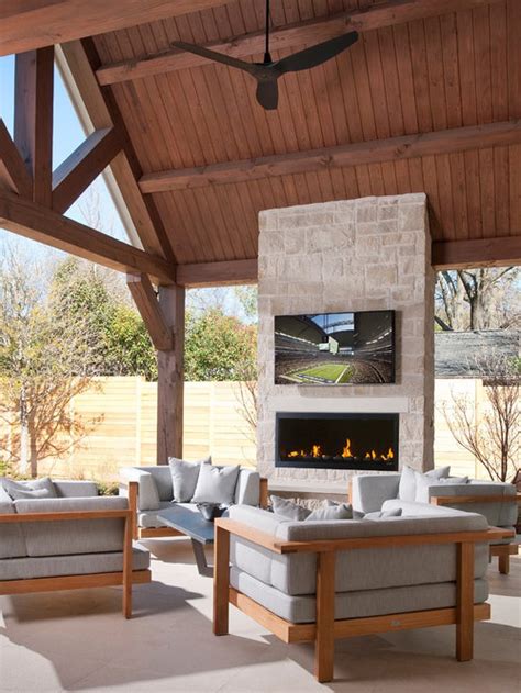 This flagstone patio with fire pit is a gorgeous and elegant way to accommodate many people at one time! Outdoor Fireplace Tv Home Design Ideas, Pictures, Remodel ...