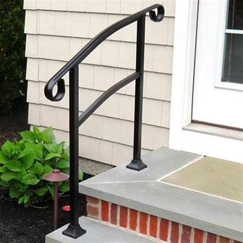 Handrails are an important part of any structure requiring climbing. InstantRail 3-Step Adjustable Handrail (Black for Concrete Steps) | Porch handrails, Handrails ...