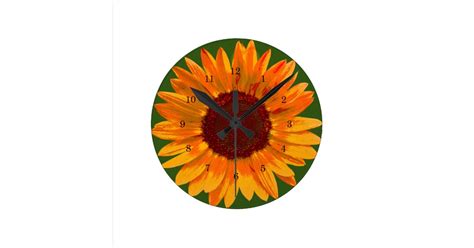 Rustic Sunflower Minimalist Country Kitchen Round Clock