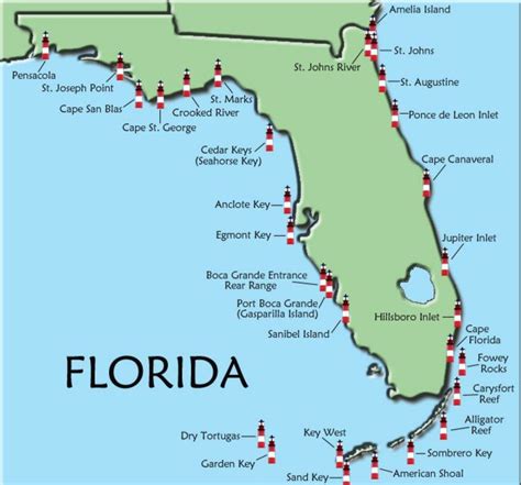 Pin By Maria Moon On Lighthouses Florida Lighthouses Map Of
