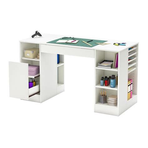 D mdf folding fabric cutting table with drawers, adjustable height, silver / white the sew ready hobby and cutting table by the sew ready hobby and cutting table by studio designs folds easily and has casters for quick storage when not in use. South Shore Crea Craft Table & Reviews | Wayfair