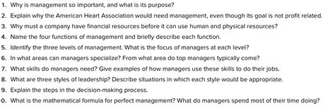 Solved 1 Why Is Management So Important And What Is Its
