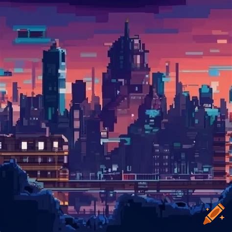 Pixel Art Sci Fi World Game Background City
