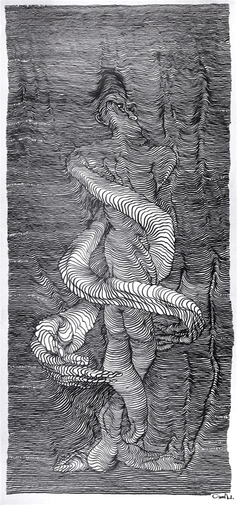 Oftentimes, lines will have to cross over themselves repeatedly in order to finish drawing the subject being studied. Incredible scroll drawings created inside a moving car by ...