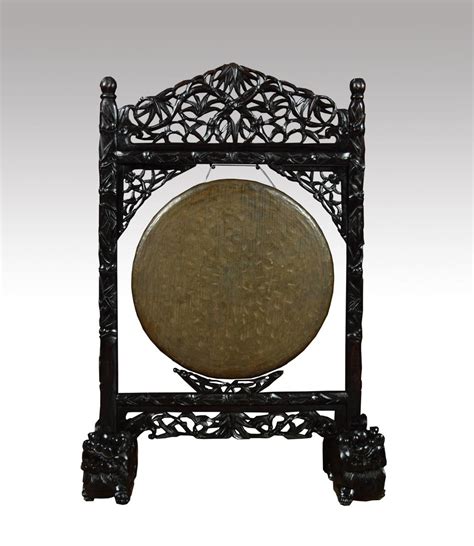 Chinese Gong On Carved Hardwood Stand Antiques Atlas