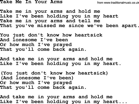 Willie Nelson Song Take Me In Your Arms Lyrics