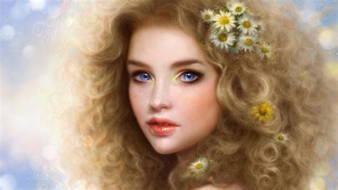 Fantasy Girl Blue Eyes Beautiful Face Blonde Girl