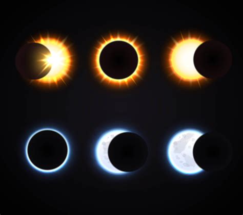 Sun And Moon Eclipse Icons Set 479021 Vector Art At Vecteezy