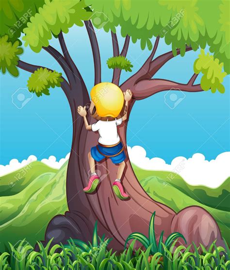 Girl Climbing Tree Clip Art