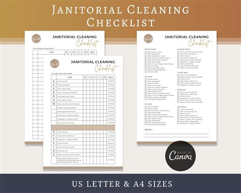 Editable Janitorial Cleaning Checklist Cleaning Service Checklist