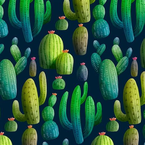 Free Vector Colorful Cactus Pattern