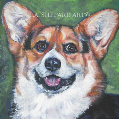 Pembroke Welsh Corgi Dog Art Portrait Print Of La Shepard Etsy