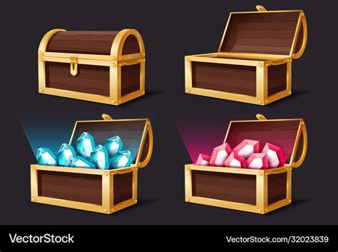Treasure Chest Closed And Open Chests Royalty Free Vector