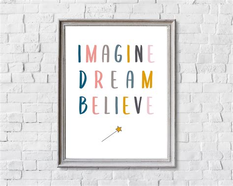 Imagine Dream Believe Printable Wall Art Printable Art Etsy
