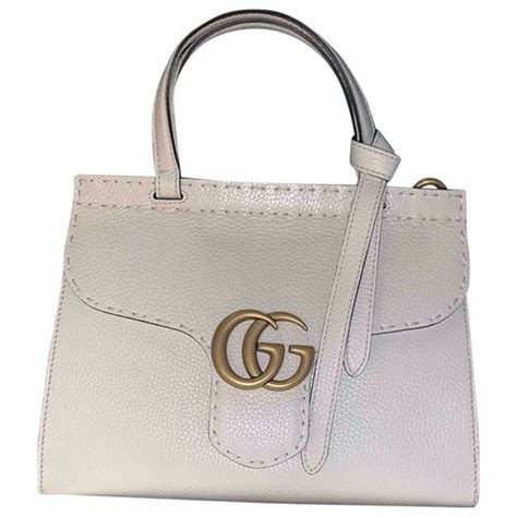Pre Owned Gucci Marmont White Leather Handbag Modesens