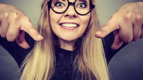 Closeup Woman Happy Face With Eyeglasses Stock Image Image Of