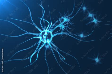Conceptual Illustration Of Neuron Cells With Glowing Link Knots