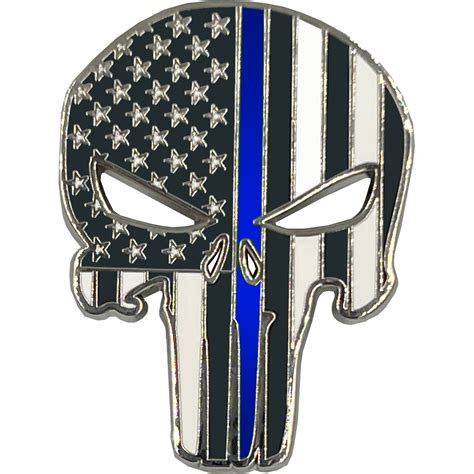 Pbx 001 H Thin Blue Line American Flag Pin Police With Die Cut Eyes An