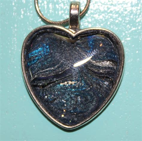 Silver Abstract Pendant Heart Shaped Glass Pendantnecklace Etsy