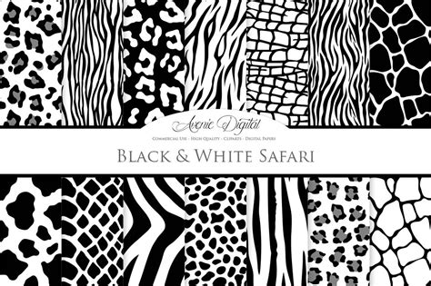 Black And White Animal Prints Seamless Vector Patterns By