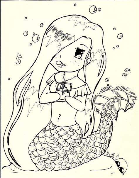 Mermaid Chibi Coloring Page By Elvaneyl On Deviantart