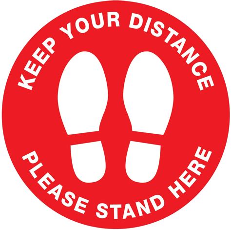 Keep Your Distance Please Stand Here Floor Sticker Anti Slip New Signs