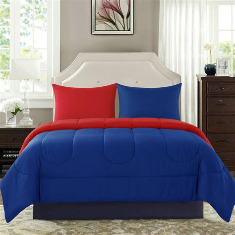 Solid Reversible Bluered 3 Piece Fullqueen Comforter Set Walmart