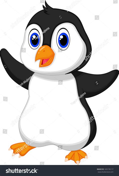 Cute Baby Penguin Cartoon Stock Vector Illustration