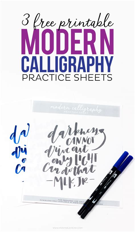 3 Free Printable Modern Calligraphy Practice Sheets Printable Crush