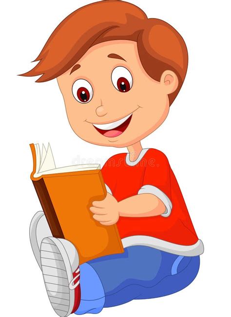 Young Boy Cartoon Reading Book Stock Vector Illustration Of Teenager