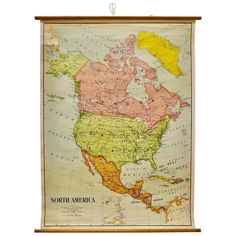 Large University Chart “political Map Of North America” By Bacon For