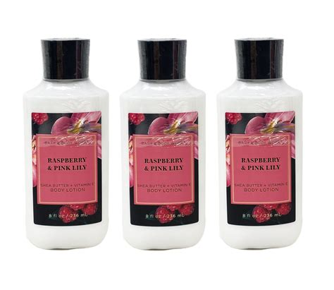 Bath And Body Works Raspberry And Pink Lily 3 Pack Body Lotion Value Set 8 Fl Oz 236 Ml Each
