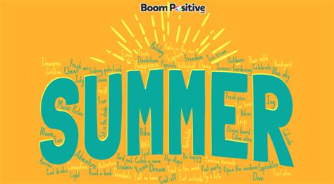 Summer Words Vocabulary The Radiant Warm And Sunny List Boom Positive