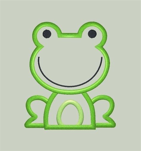 Cute Frog Machine Embroidery Applique Design Three Sizes Etsy